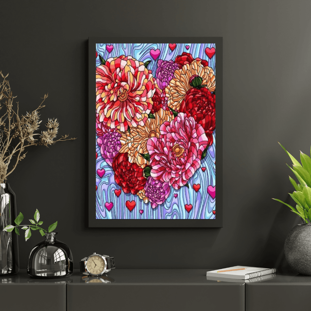 Diamantmaling Blomster Hjerte - SEOS Shop ®
