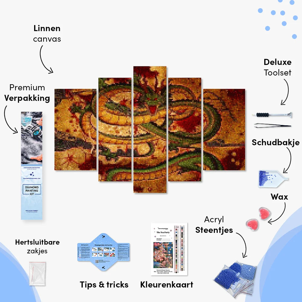 Diamantmaling Kinesisk Grøn Drage 5-panel - SEOS Shop ®