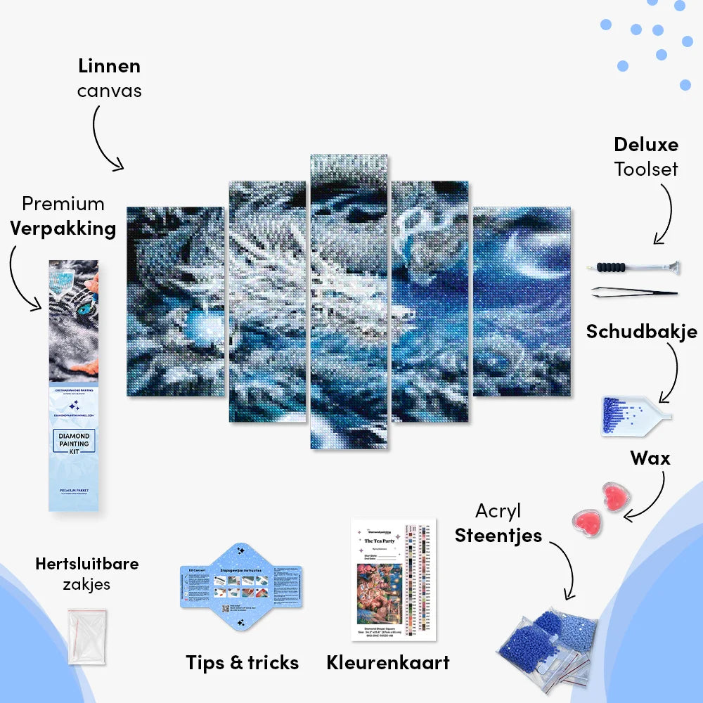 Diamantmaling Drage i himlen 5-delt - SEOS Shop ®