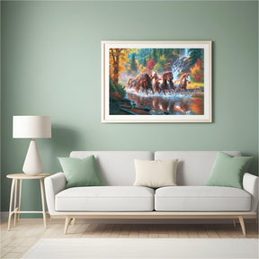 Diamantmaling Gruppe af heste i vandet - SEOS Shop ® 