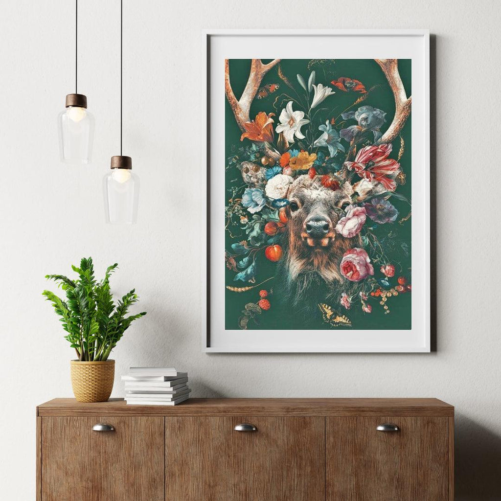 Diamantmaling Hjort med Blomster - SEOS Shop ®