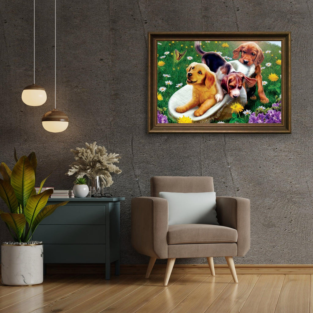 Diamantmaling Hunde og Blomster - SEOS Shop ®