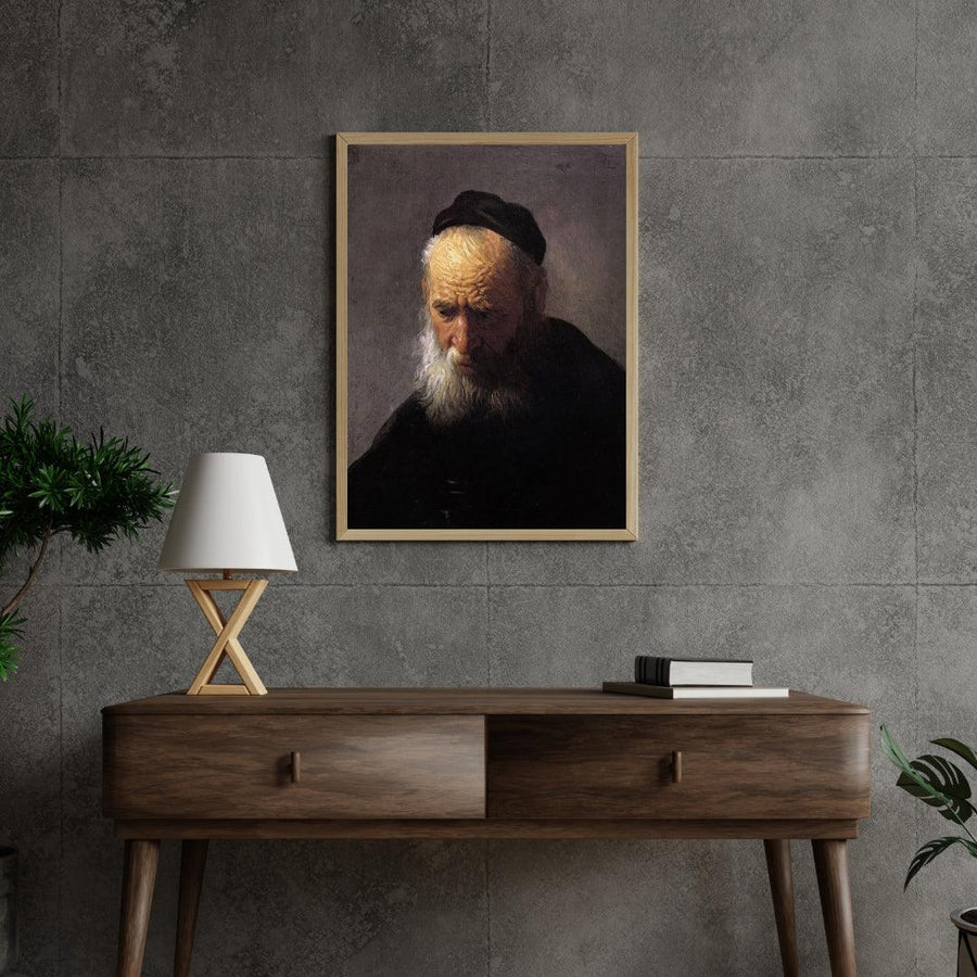 Diamantmaleri Hoved af en gammel mand med kasket, af Rembrandt - SEOS Shop