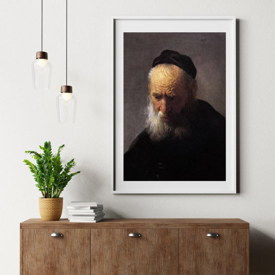 Diamantmaleri Hoved af en gammel mand med kasket, af Rembrandt - SEOS Shop