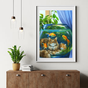 Diamantmaling Kat med Fisk - SEOS Shop ®