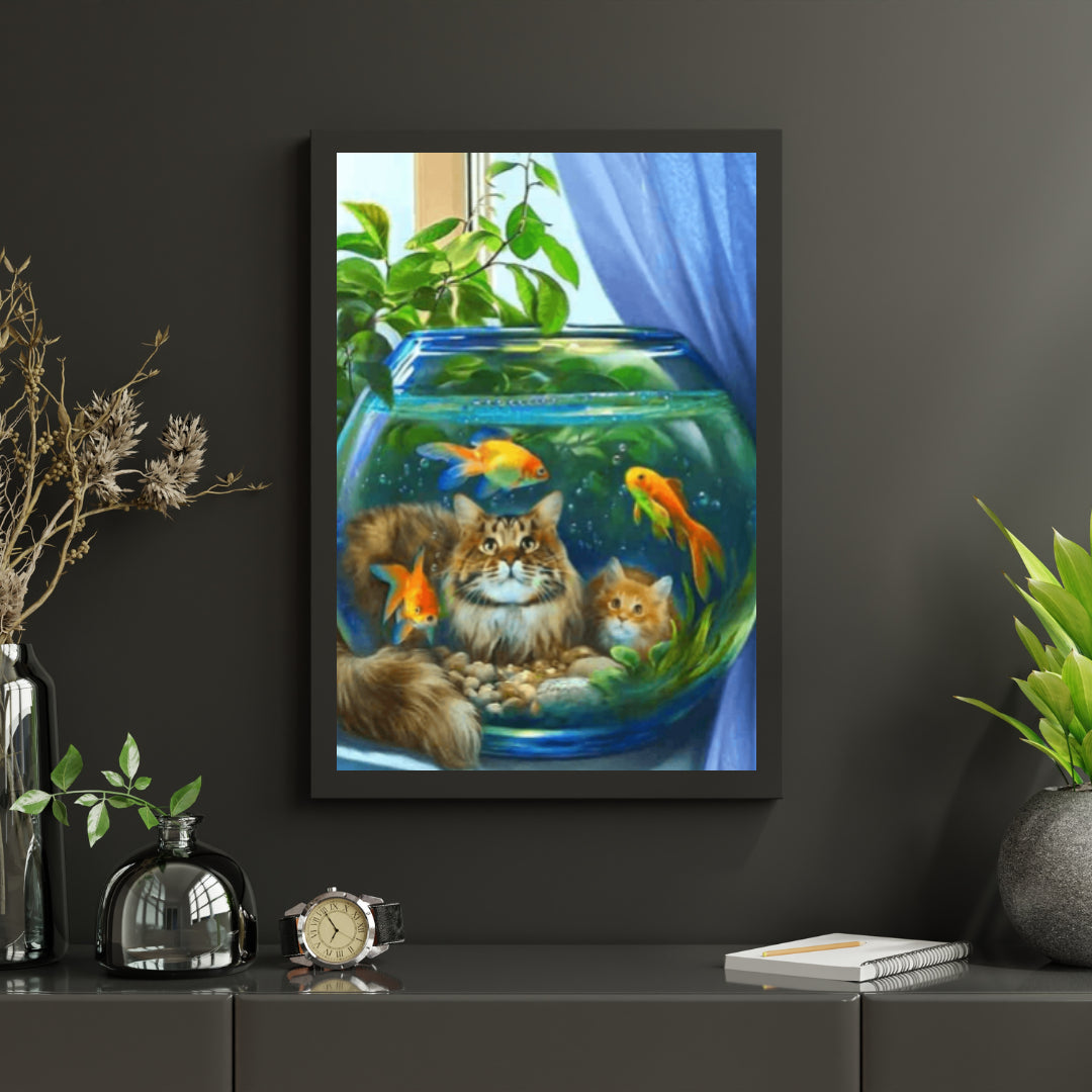 Diamantmaling Kat med Fisk - SEOS Shop ®