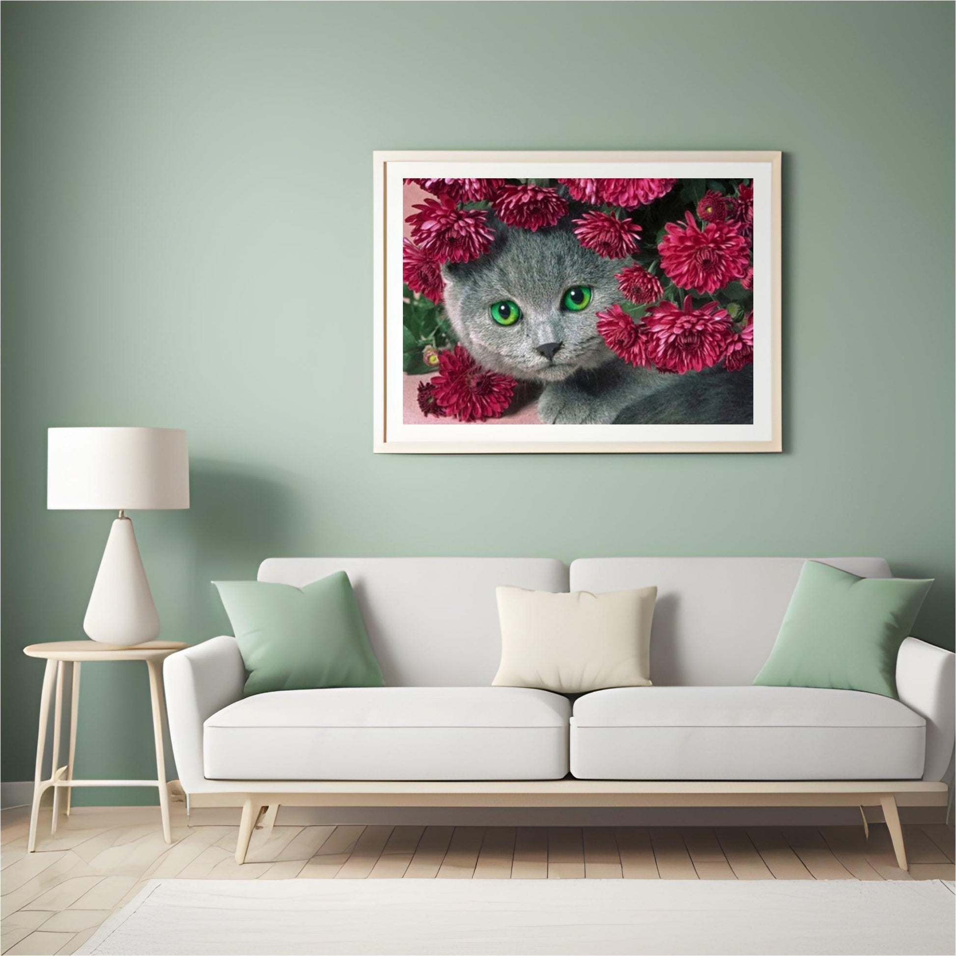 Diamantmaling Kat med Blomster - SEOS Shop ®
