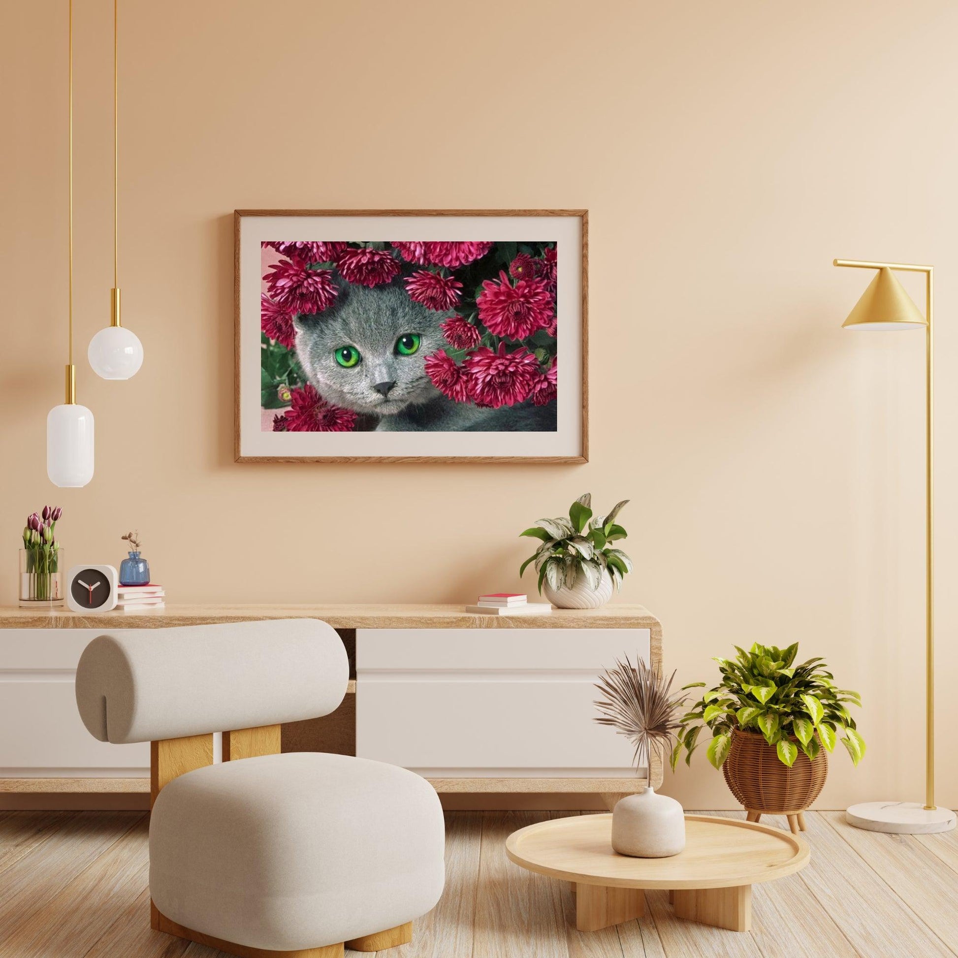 Diamantmaling Kat med Blomster - SEOS Shop ®