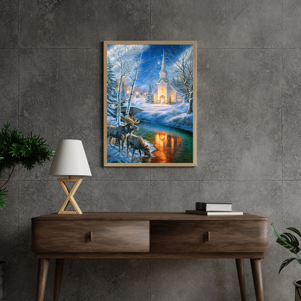 Diamantmaling Julekirke og Hjort - SEOS Shop ®
