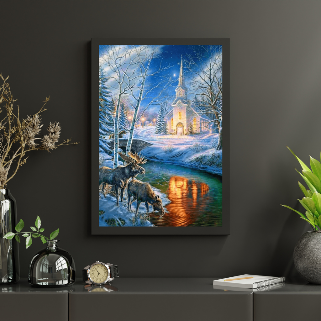 Diamantmaling Julekirke og Hjort - SEOS Shop ®