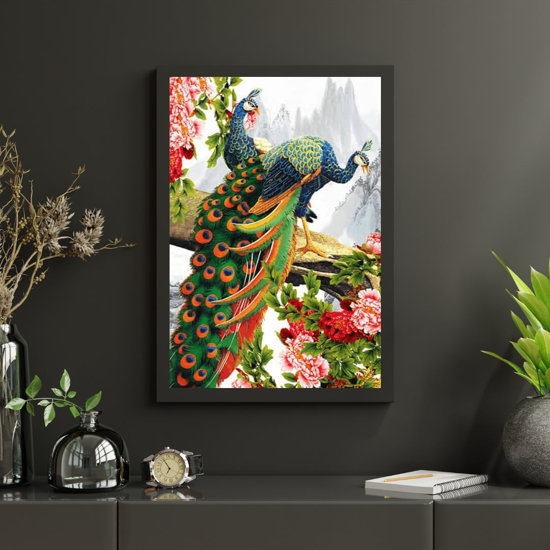 Diamantmaling Smuk påfugl med blomst - SEOS Shop ®