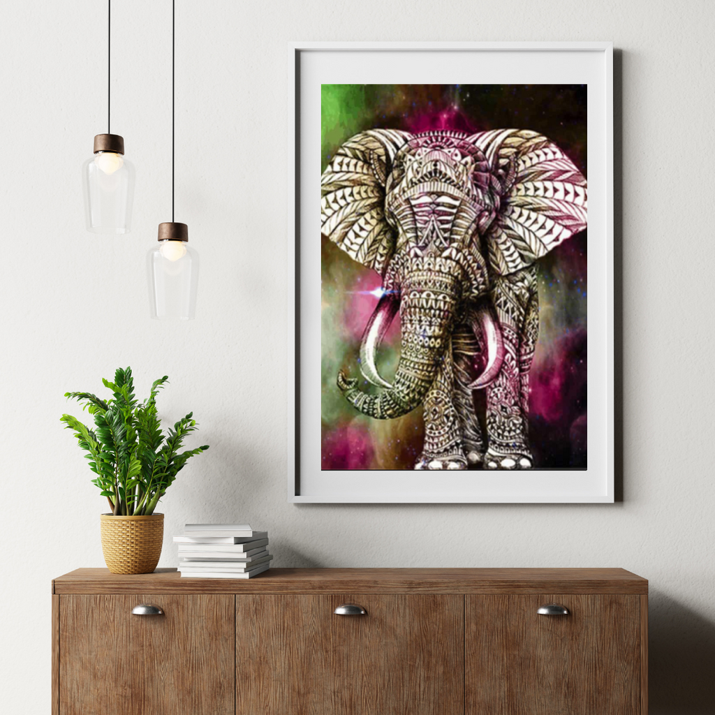 Diamantmaleri Elefant Grøn Lyserød - SEOS Shop ®