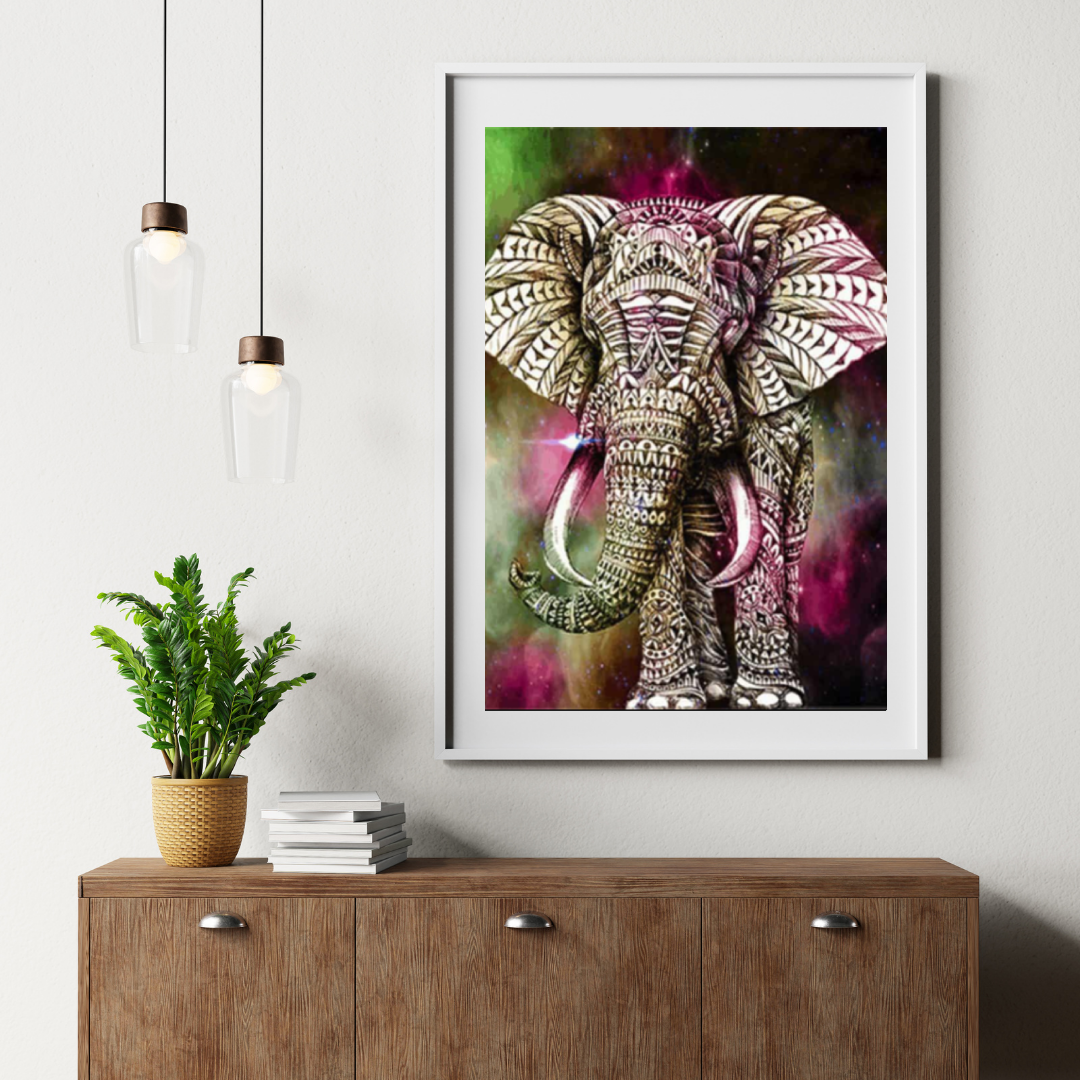 Diamantmaleri Elefant Grøn Lyserød - SEOS Shop ®