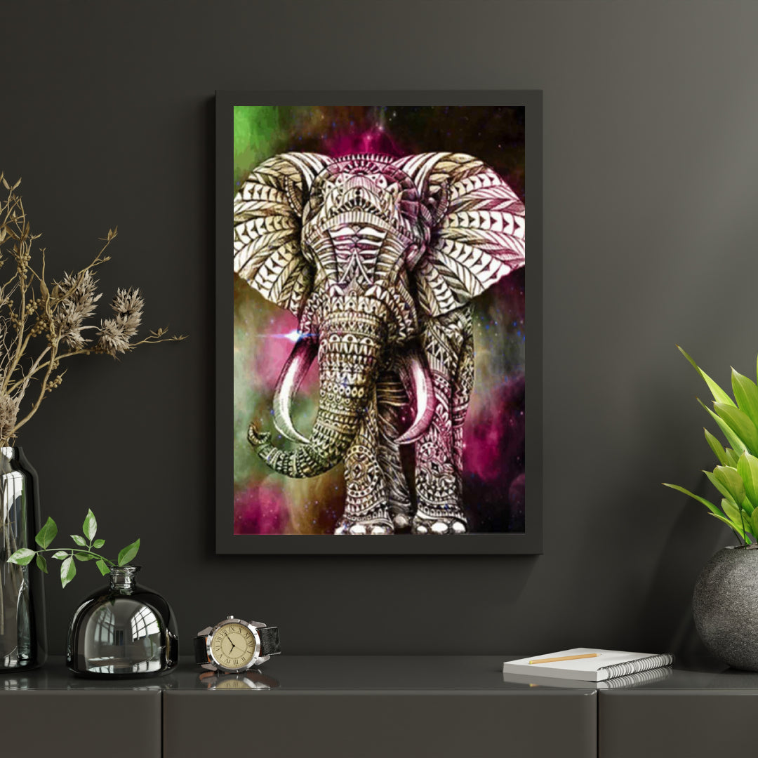 Diamantmaleri Elefant Grøn Lyserød - SEOS Shop ®
