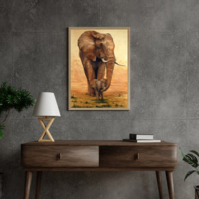 Diamantmaling Elefant med kalv på savannen - SEOS Shop ®