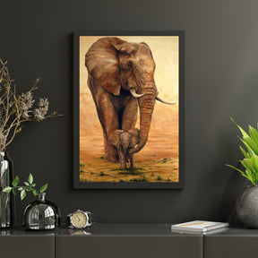 Diamantmaling Elefant med kalv på savannen - SEOS Shop ®