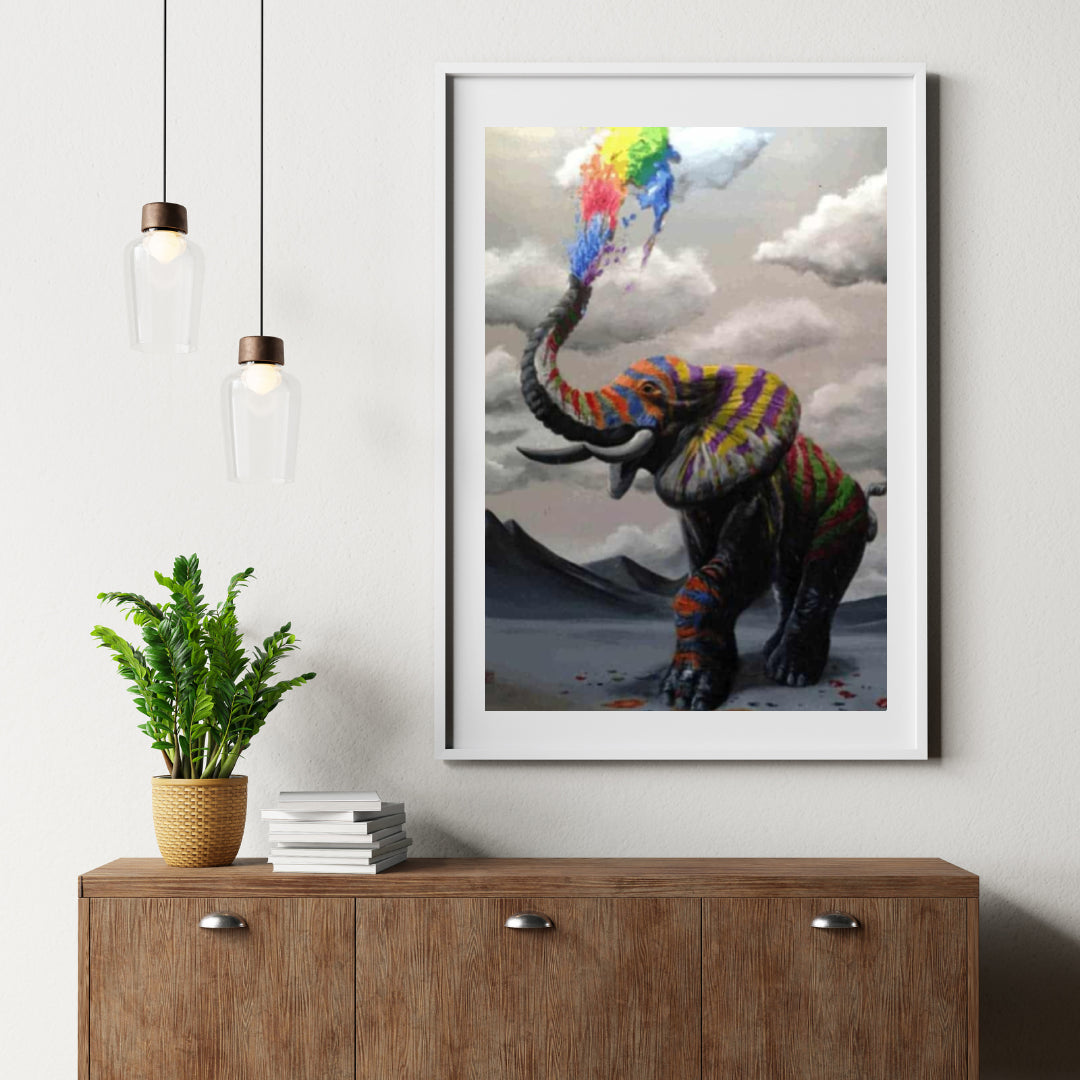 Diamantmaling Elefant med Farveeksplosion - SEOS Shop ®