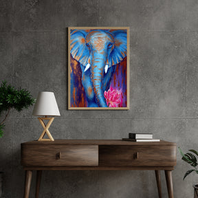 Diamantmaling Elefant med en lyserød lotus - SEOS Shop ®