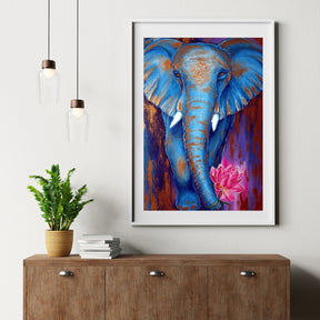 Diamantmaling Elefant med en lyserød lotus - SEOS Shop ®