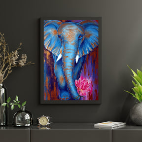 Diamantmaling Elefant med en lyserød lotus - SEOS Shop ®