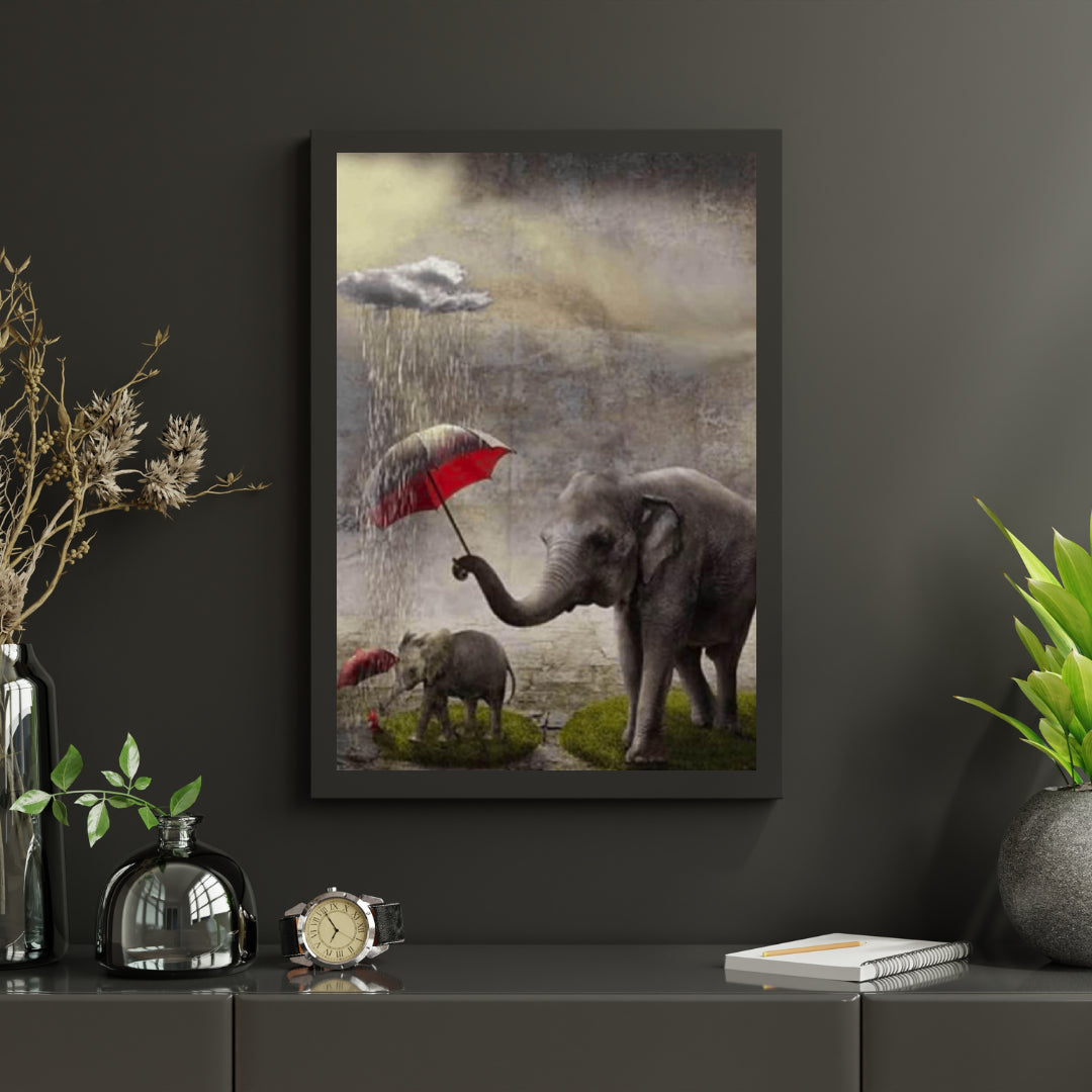 Diamantmaling Elefant med Rød Paraply - SEOS Shop ®