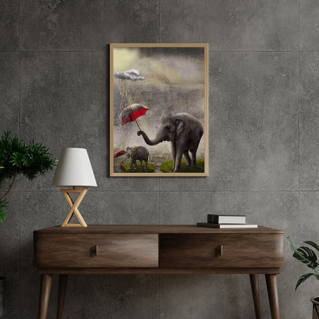 Diamantmaling Elefant med Rød Paraply - SEOS Shop ®