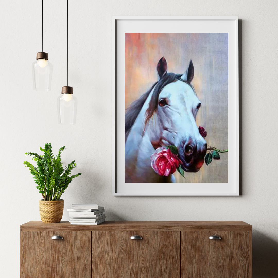 Diamantmaling Hest med Rose - SEOS Shop ® 