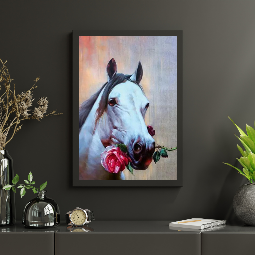 Diamantmaling Hest med Rose - SEOS Shop ® 