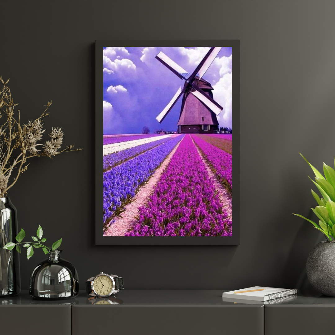 Diamantmaling Lilla Tulipaner med Vindmølle - SEOS Shop ®