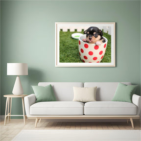 Diamantmaleri Hvalp i en Kop 45x30 cm - SEOS Shop®