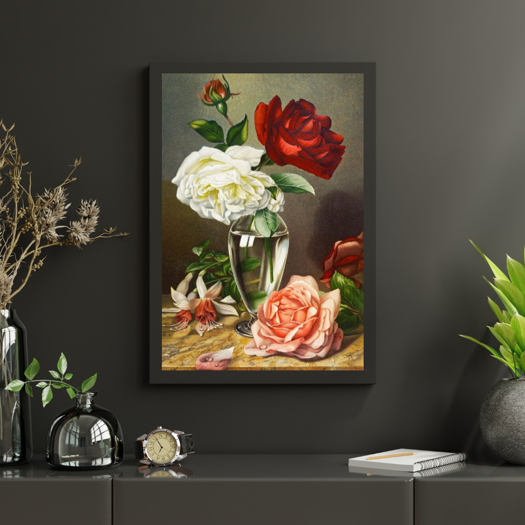 Diamantmaling af roser i en glasvase - SEOS Shop ®