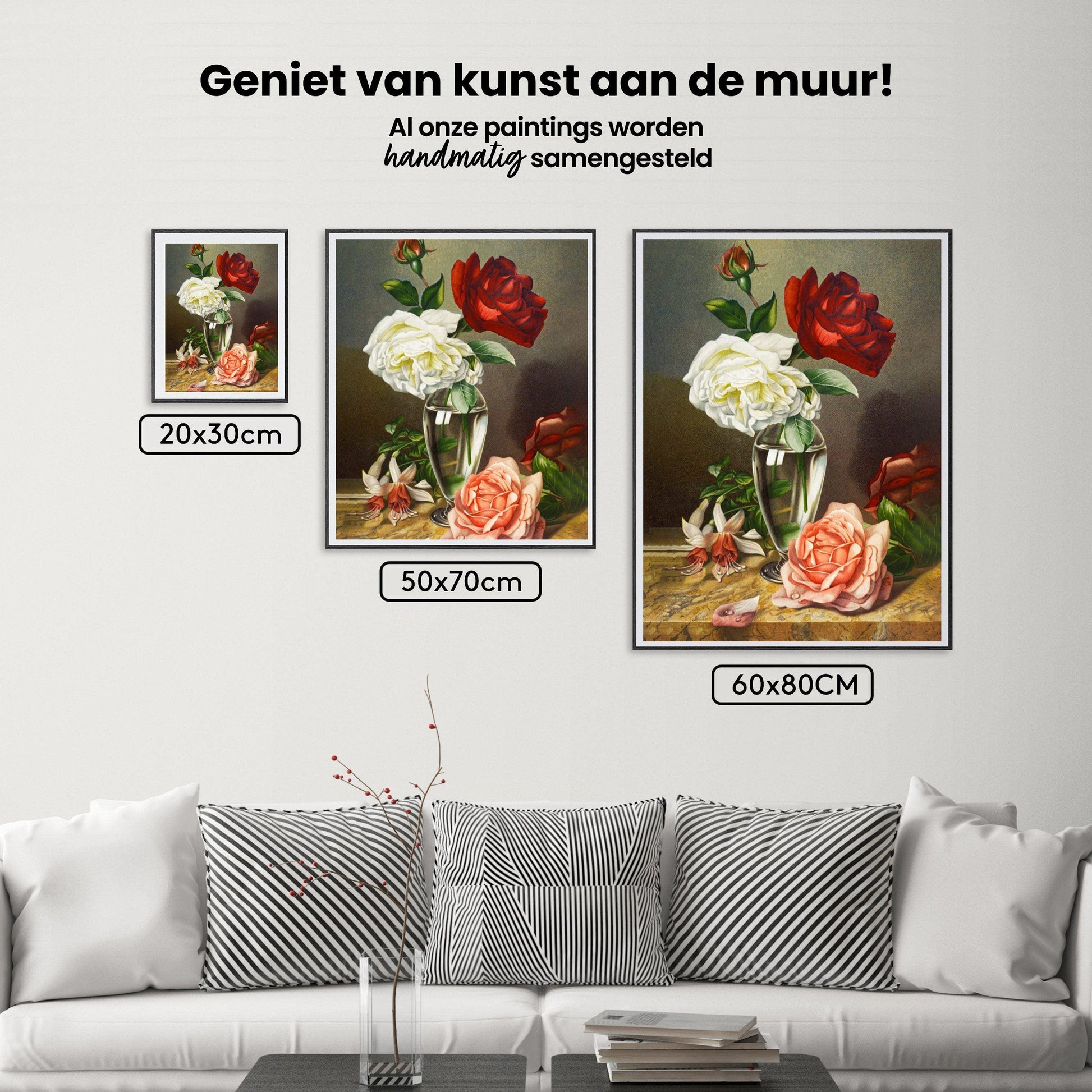 Diamantmaling af roser i en glasvase - SEOS Shop ®