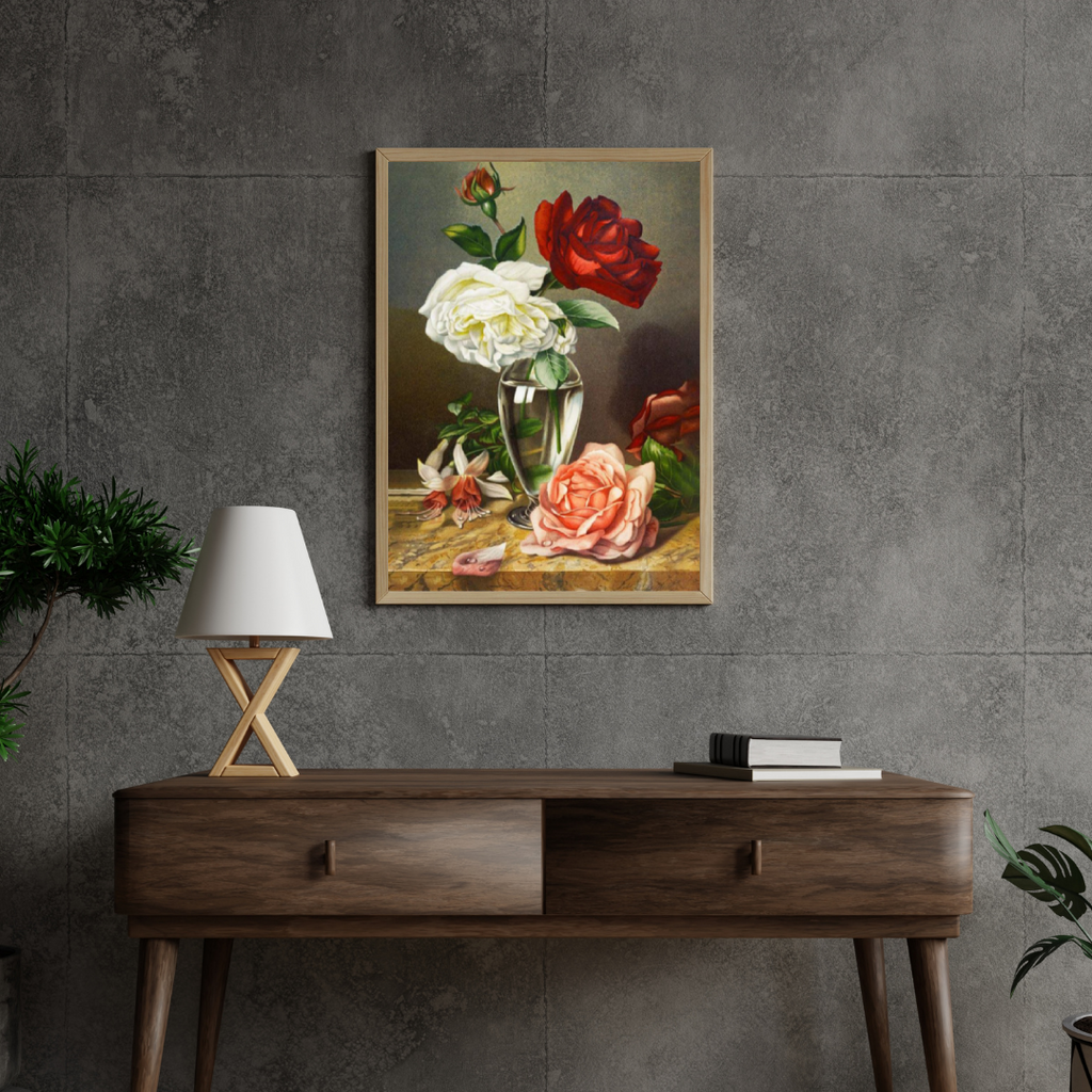 Diamantmaling af roser i en glasvase - SEOS Shop ®
