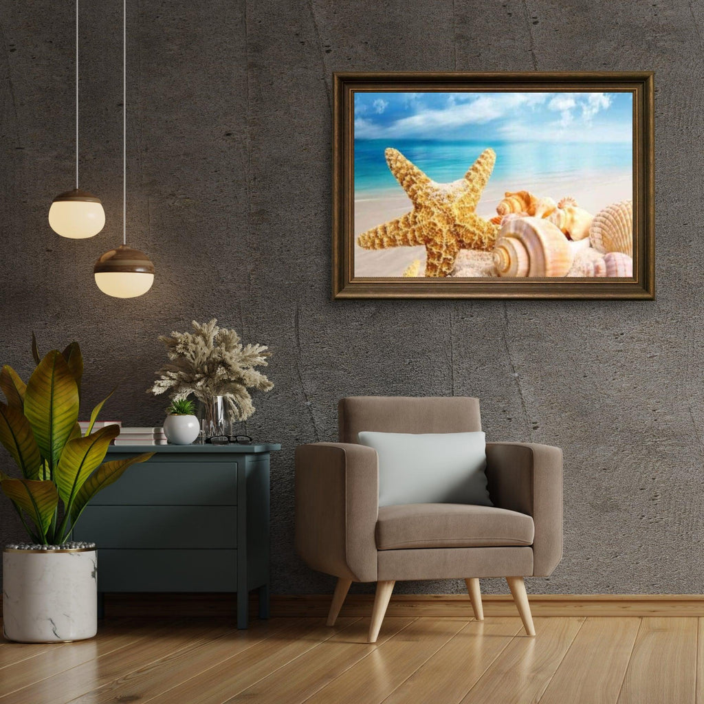Diamantmaling af skaller på stranden – 40x50 cm – SEOS Shop ®