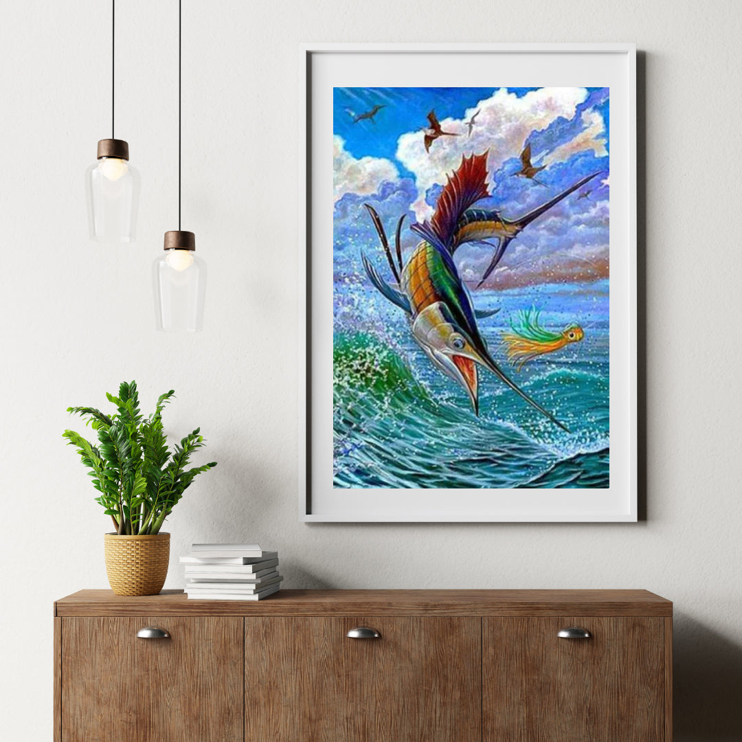 Diamantmaling Springende sejlfisk og flyvende fisk - SEOS Shop ®
