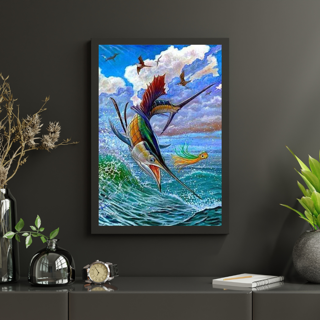 Diamantmaling Springende sejlfisk og flyvende fisk - SEOS Shop ®
