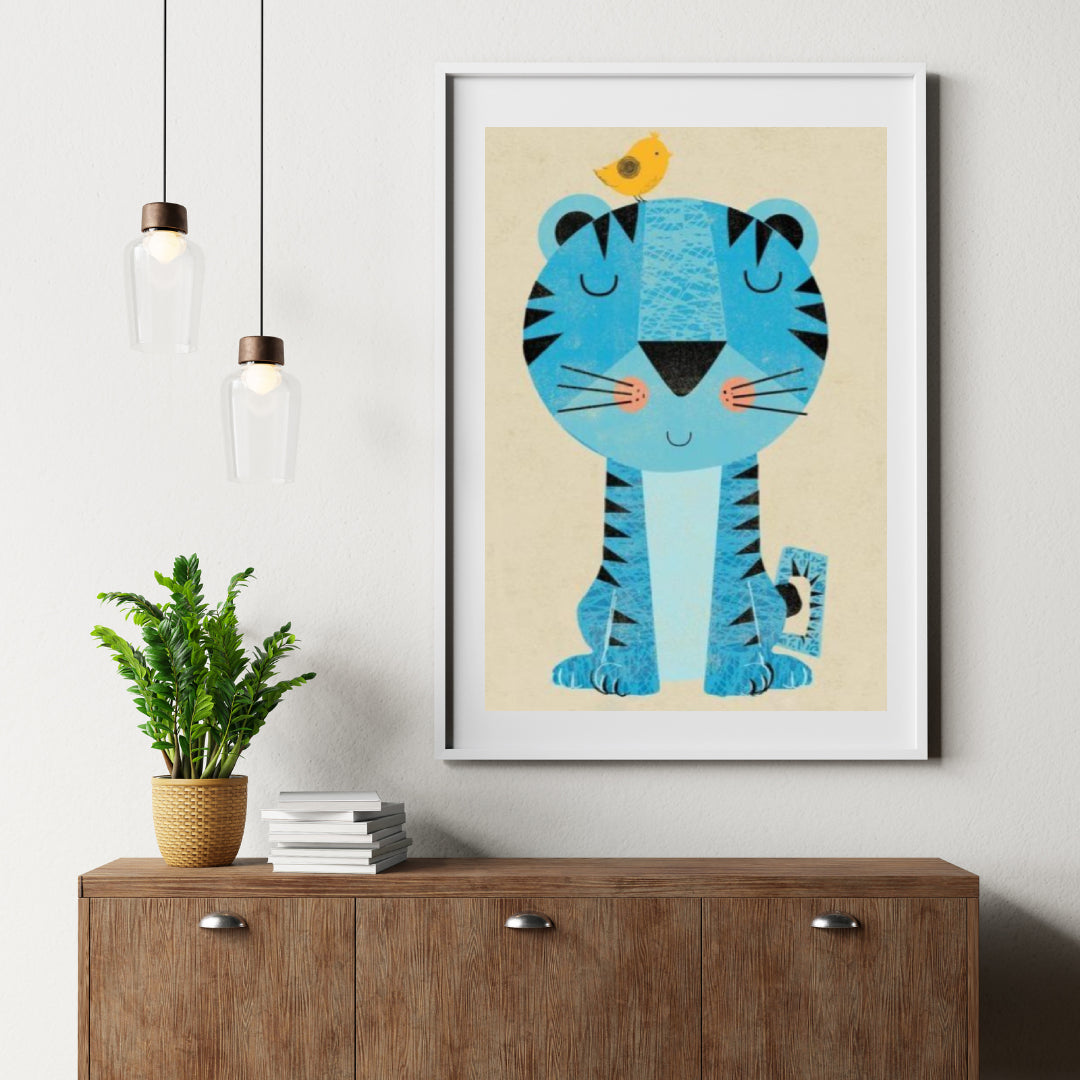 Diamantmaling Tiger med fugl på hovedet - SEOS Shop ®