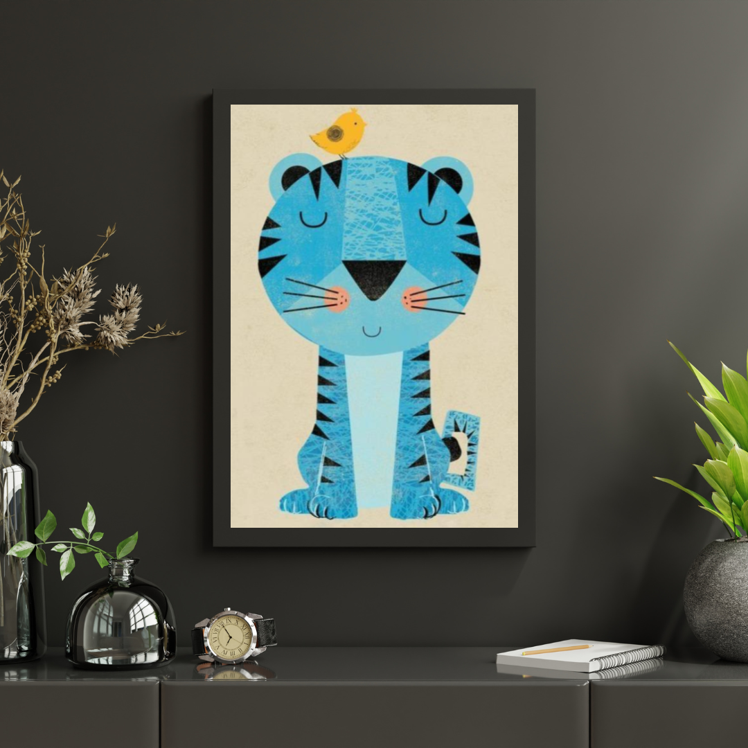 Diamantmaling Tiger med fugl på hovedet - SEOS Shop ®