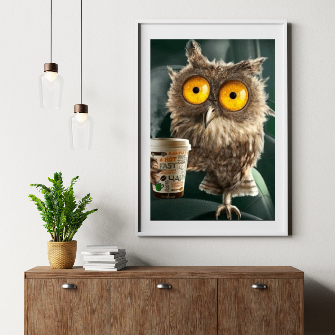 Diamantmaling Ugle med Kaffeglas - SEOS Shop ®