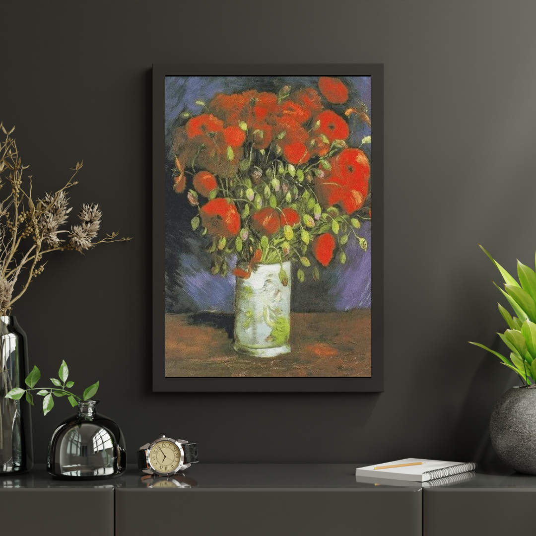 Diamantmalingvase med røde valmuer - SEOS Shop ®