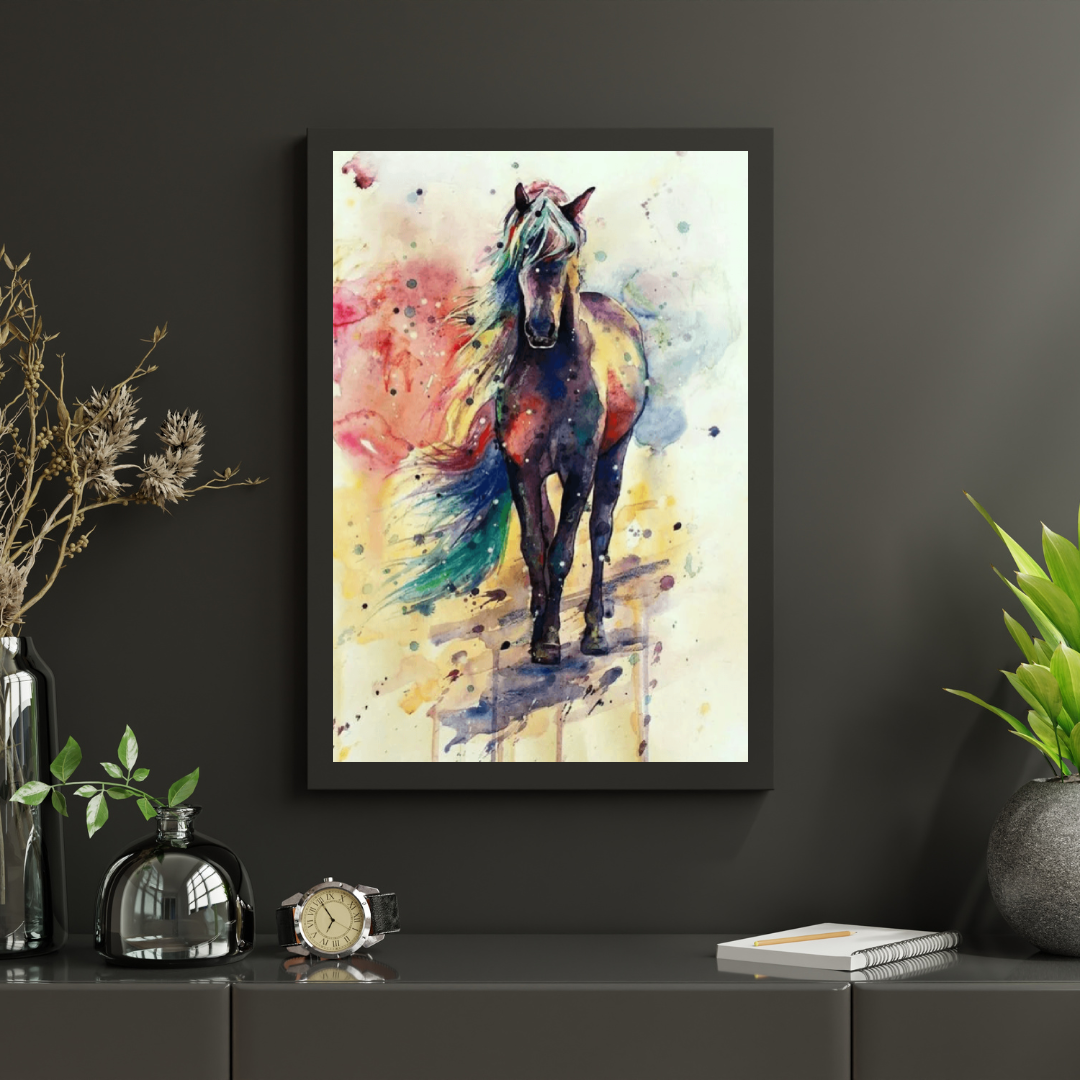 Diamantmaling Flerfarvede Løbende Heste - SEOS Shop ® 