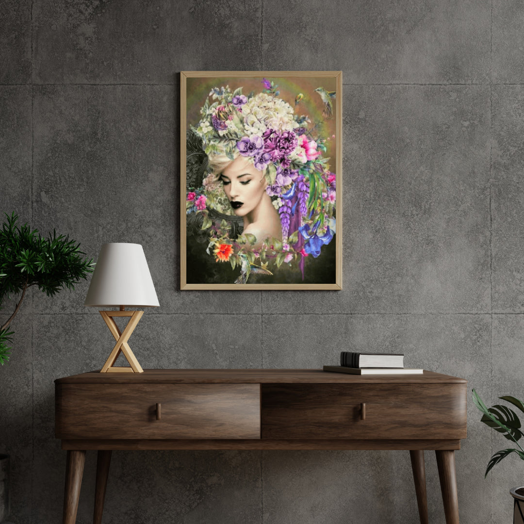 Diamantmaleri Kvinder med blomst og kolibri - SEOS Shop ®