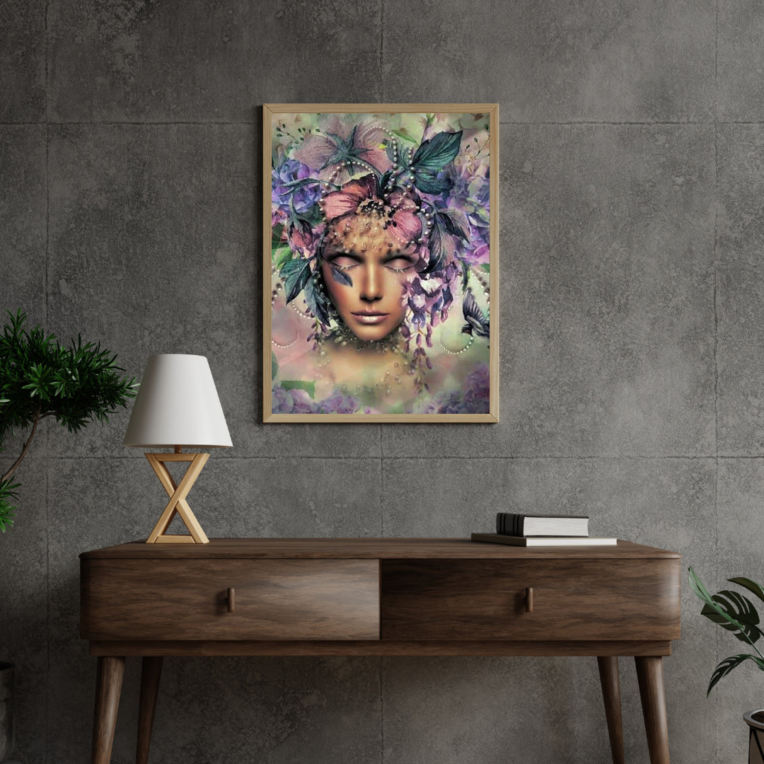 Diamantmaleri Kvinder med blomst og fugl - SEOS Shop ®