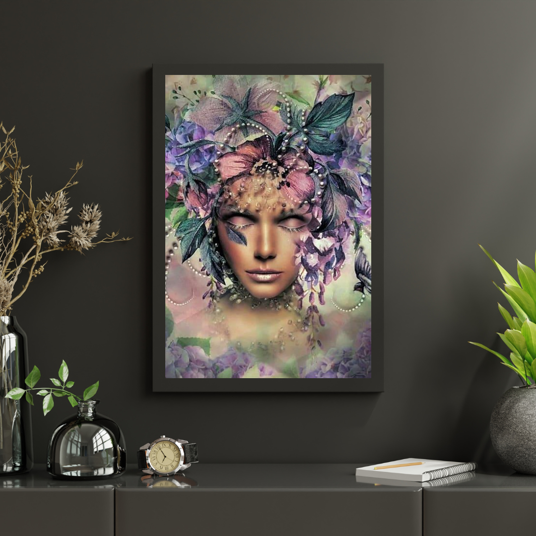 Diamantmaleri Kvinder med blomst og fugl - SEOS Shop ®