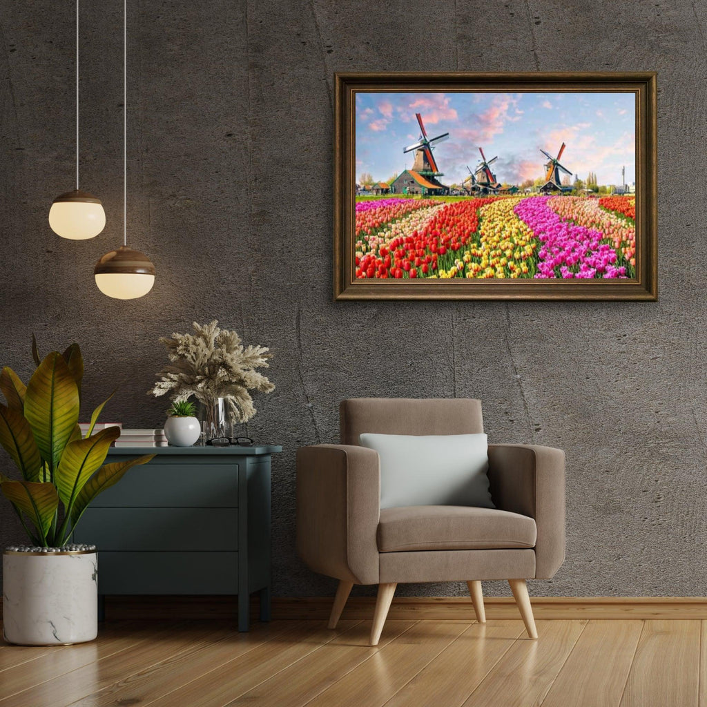 Diamantmaling Vindmøller med hollandske tulipaner - SEOS Shop ®