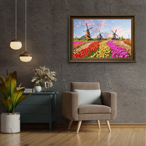 Diamantmaling Vindmøller med hollandske tulipaner - SEOS Shop ®
