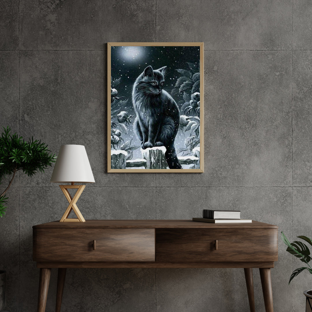 Diamantmaleri Vinter Sort Kat - SEOS Shop ®