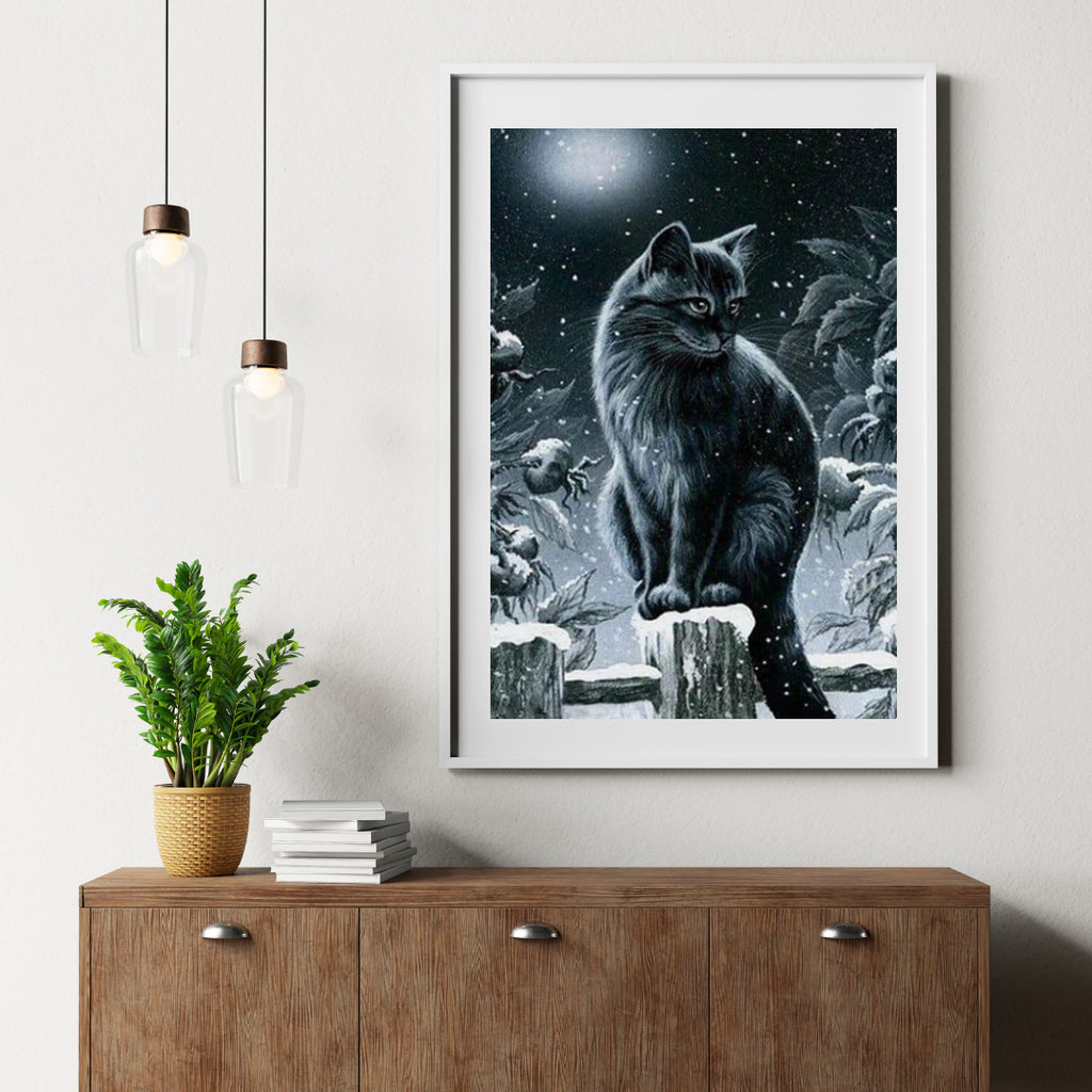 Diamantmaleri Vinter Sort Kat - SEOS Shop ®