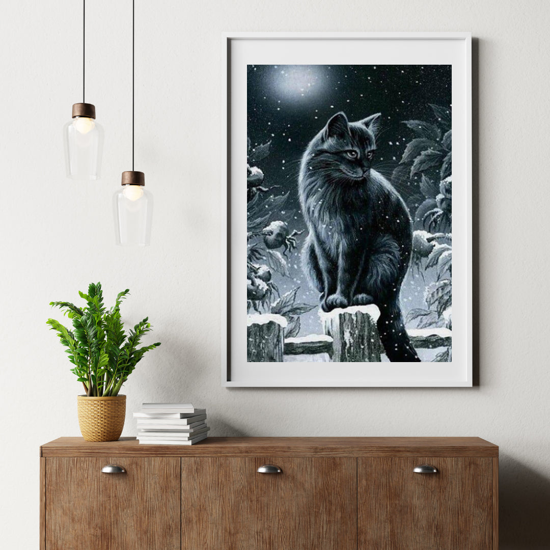 Diamantmaleri Vinter Sort Kat - SEOS Shop ®