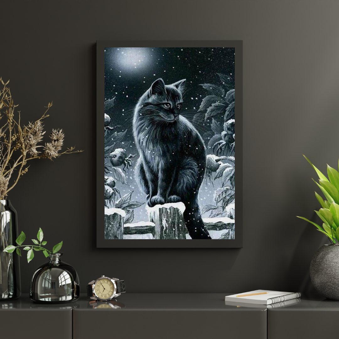 Diamantmaleri Vinter Sort Kat - SEOS Shop ®